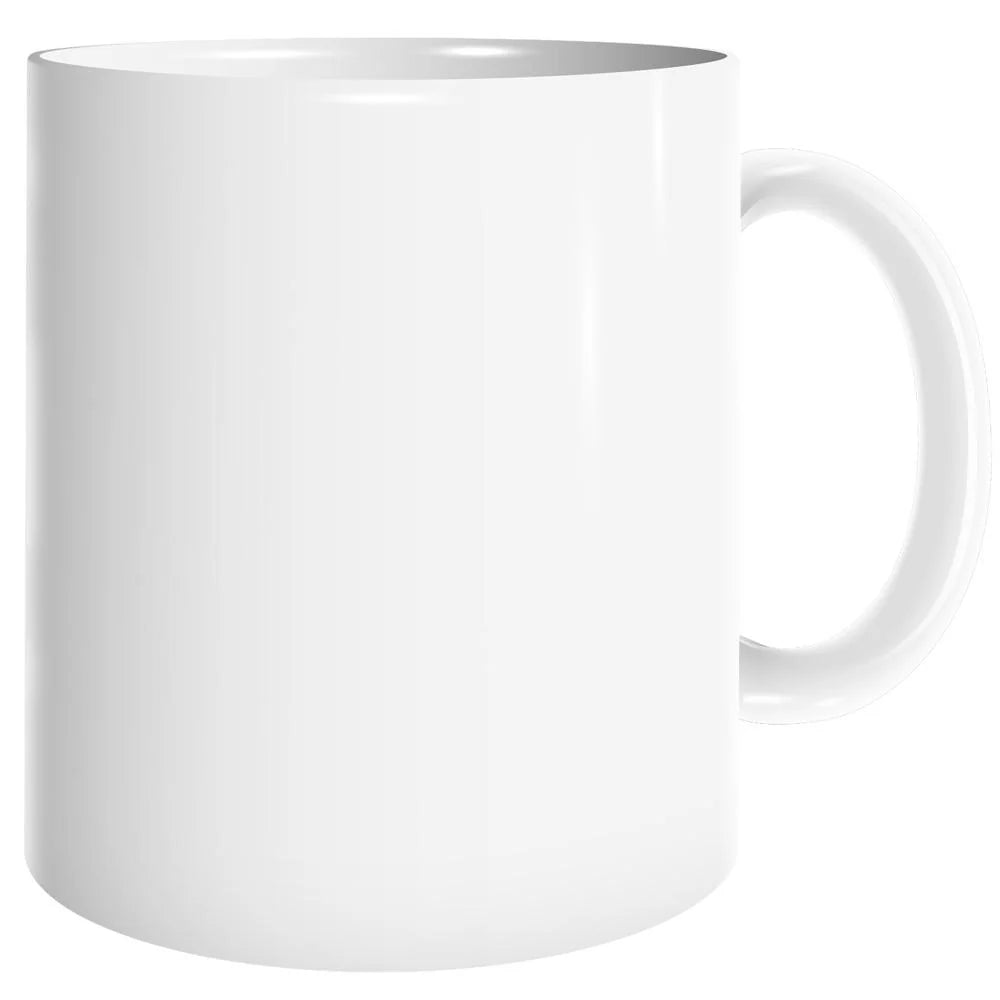 Plain white mug on a white background
